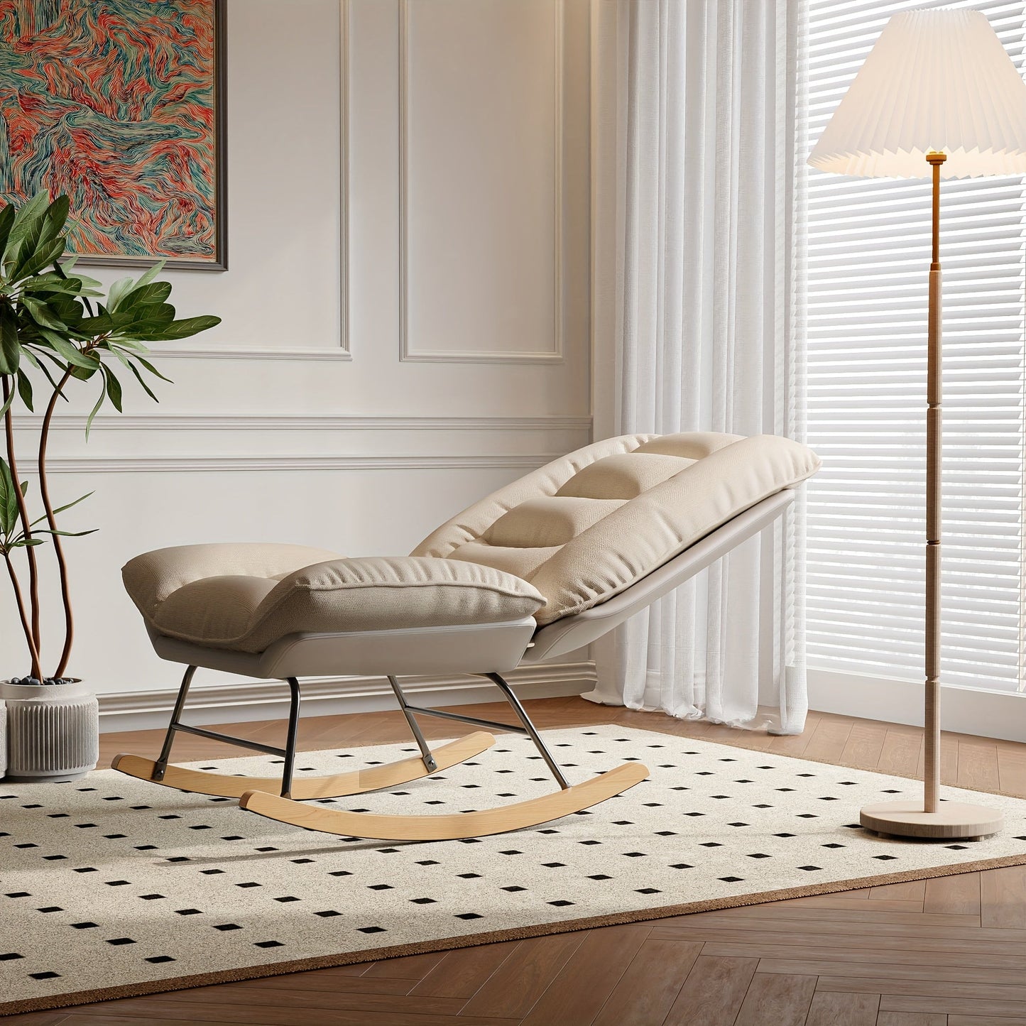 Fauteuil a Bascule - Tissus Confort - Fauteuil de Lecture