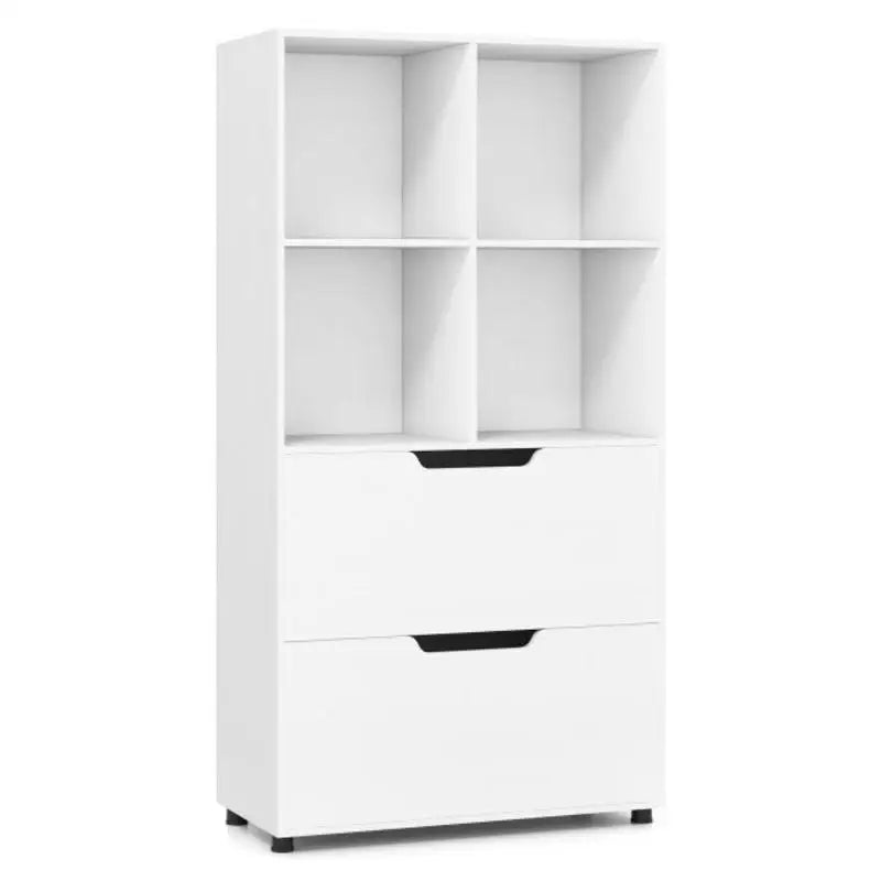 Bibliothèque colonne avec rangement fermé blanche