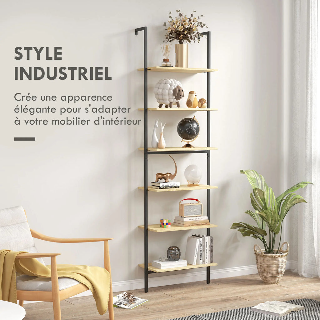 Étagère échelle industrielle pour coin lecture