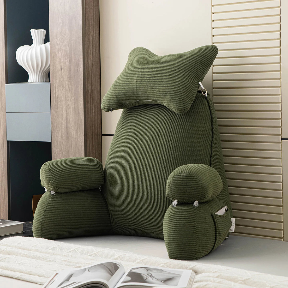 Coussin de lecture ferme à revêtement peluche