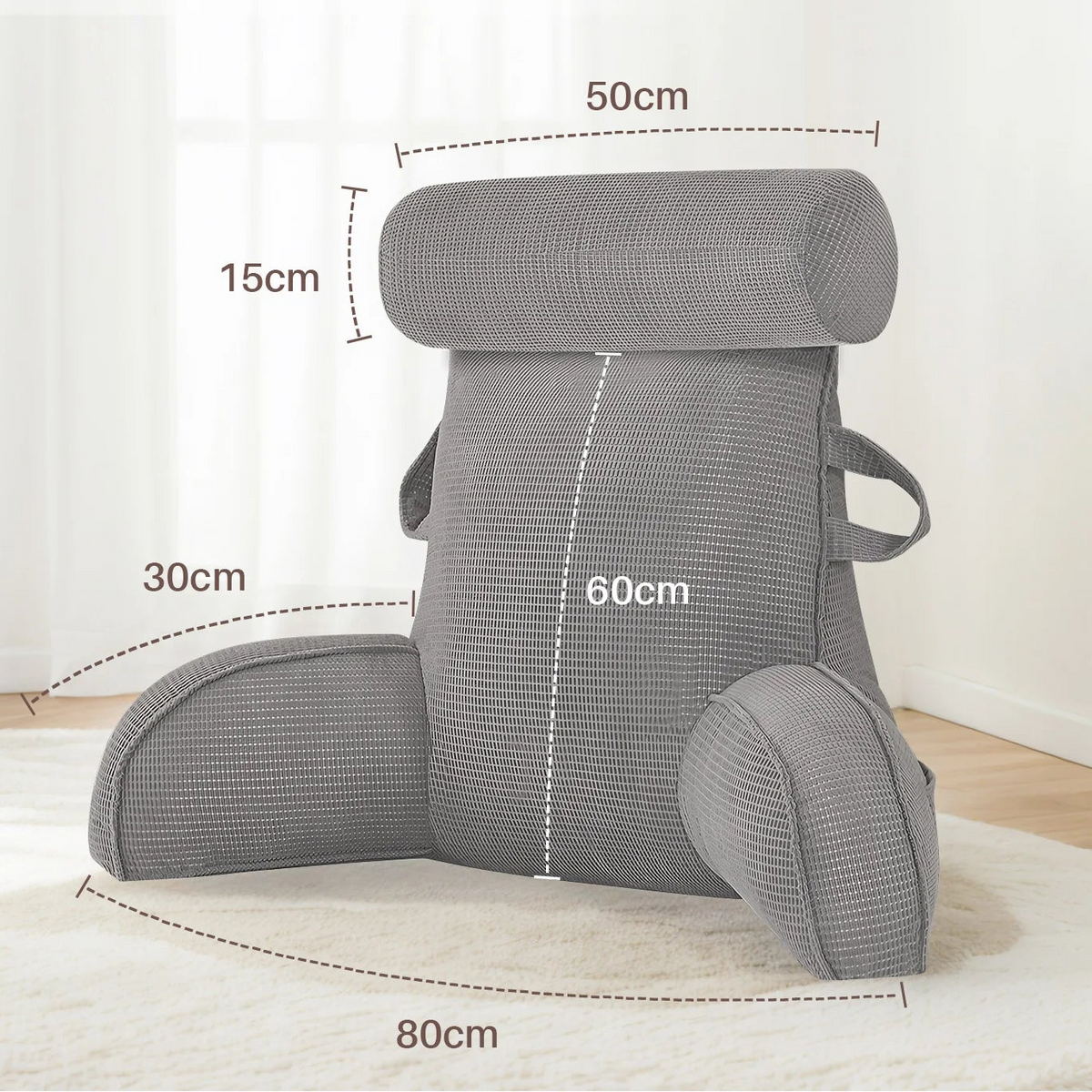 Coussin de lecture médical avec poches latérales