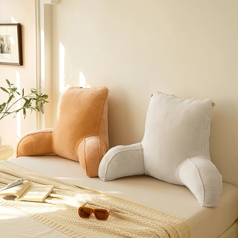 Coussin de lecture mémoire de forme et poche latérale