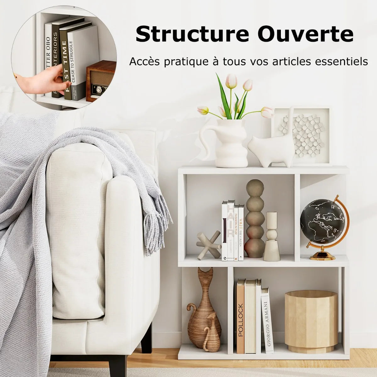 Rangement de livres sur étagère 3 niveaux