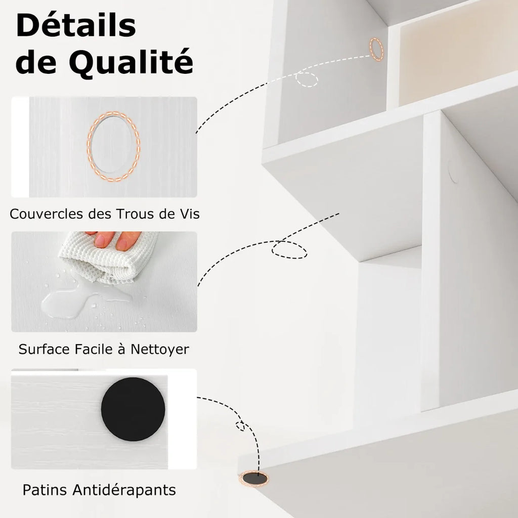 Étagère bois blanche pour coin lecture