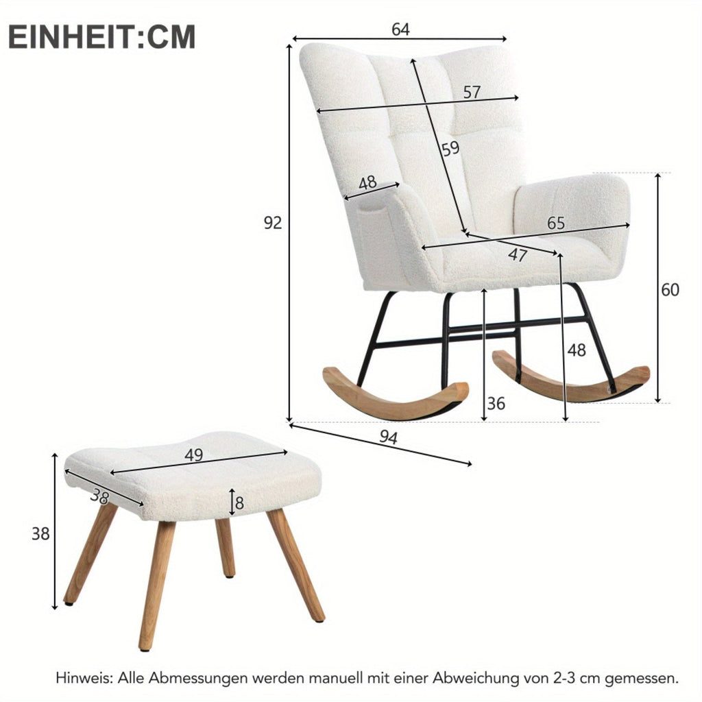 Fauteuil a Bascule - Avec Repose Pied Blanc - Fauteuil de Lecture