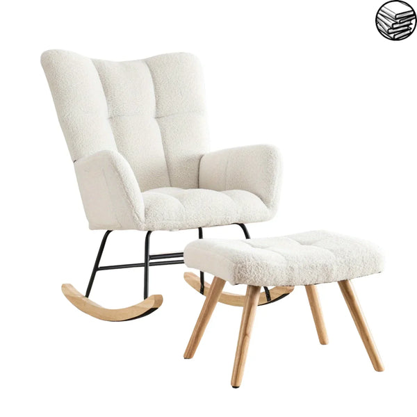 Fauteuil a Bascule Avec Repose Pied Blanc