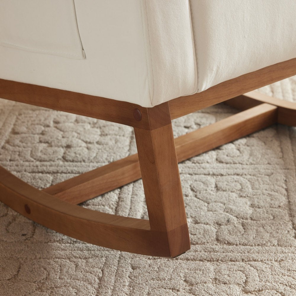 Fauteuil a Bascule - Blanc avec Accoudoirs - Fauteuil de Lecture