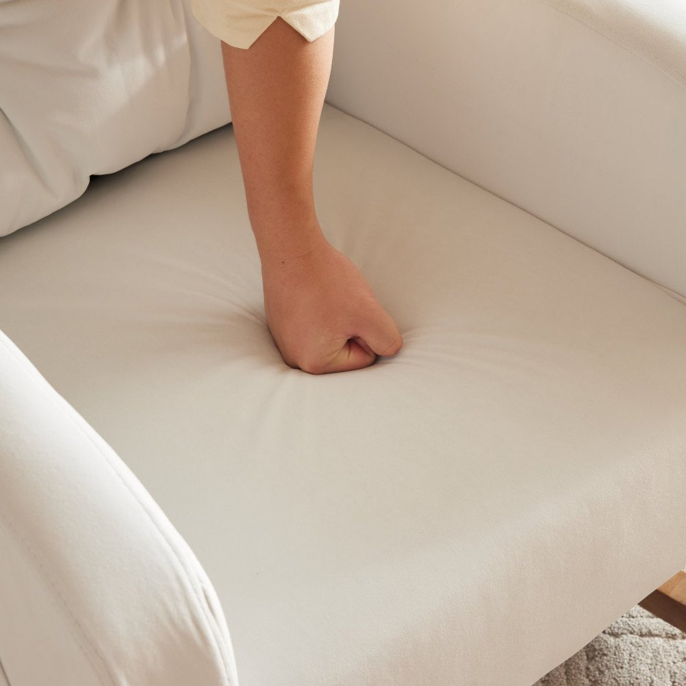 Fauteuil a Bascule - Blanc avec Accoudoirs - Fauteuil de Lecture