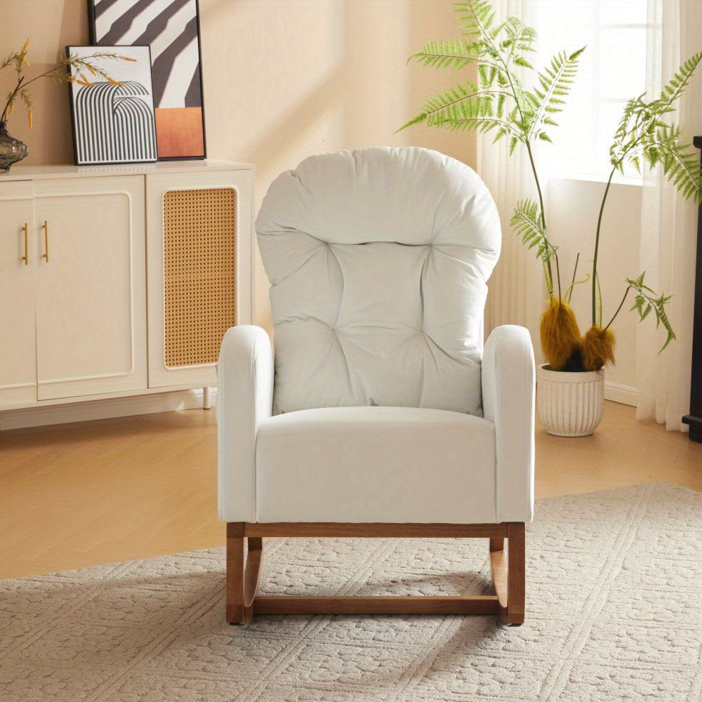 Fauteuil a Bascule - Blanc avec Accoudoirs - Fauteuil de Lecture