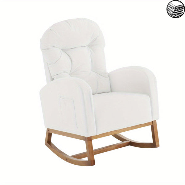 Fauteuil a Bascule Blanc avec Accoudoirs