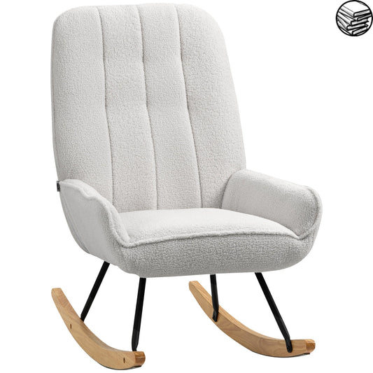 Fauteuil a Bascule - Blanc Douceur - Fauteuil de Lecture