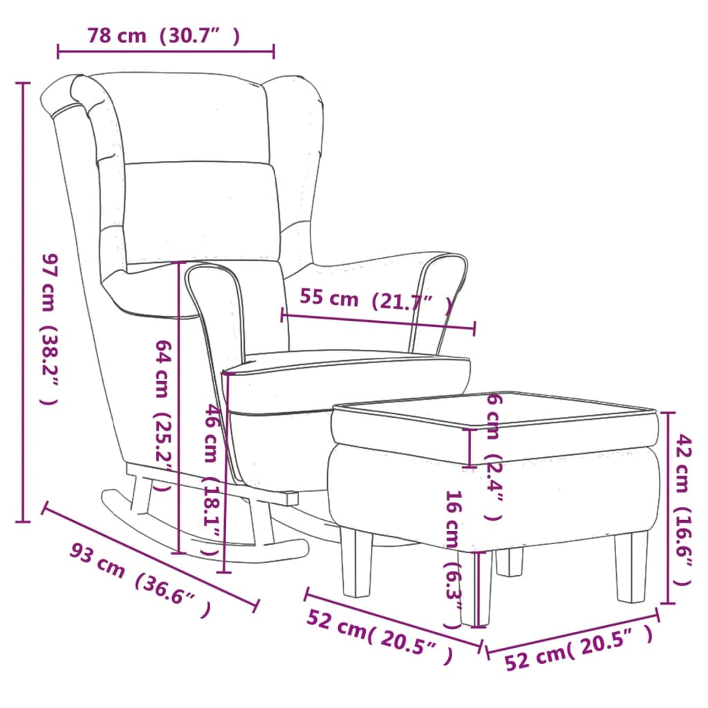 Fauteuil a Bascule - Design avec Repose Pied - Fauteuil de Lecture