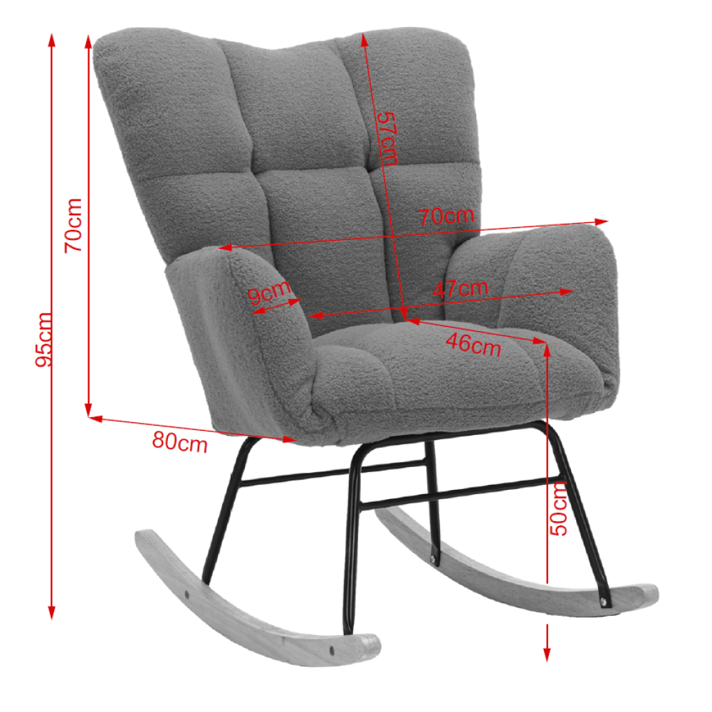 Fauteuil a Bascule - Gris - Fauteuil de Lecture