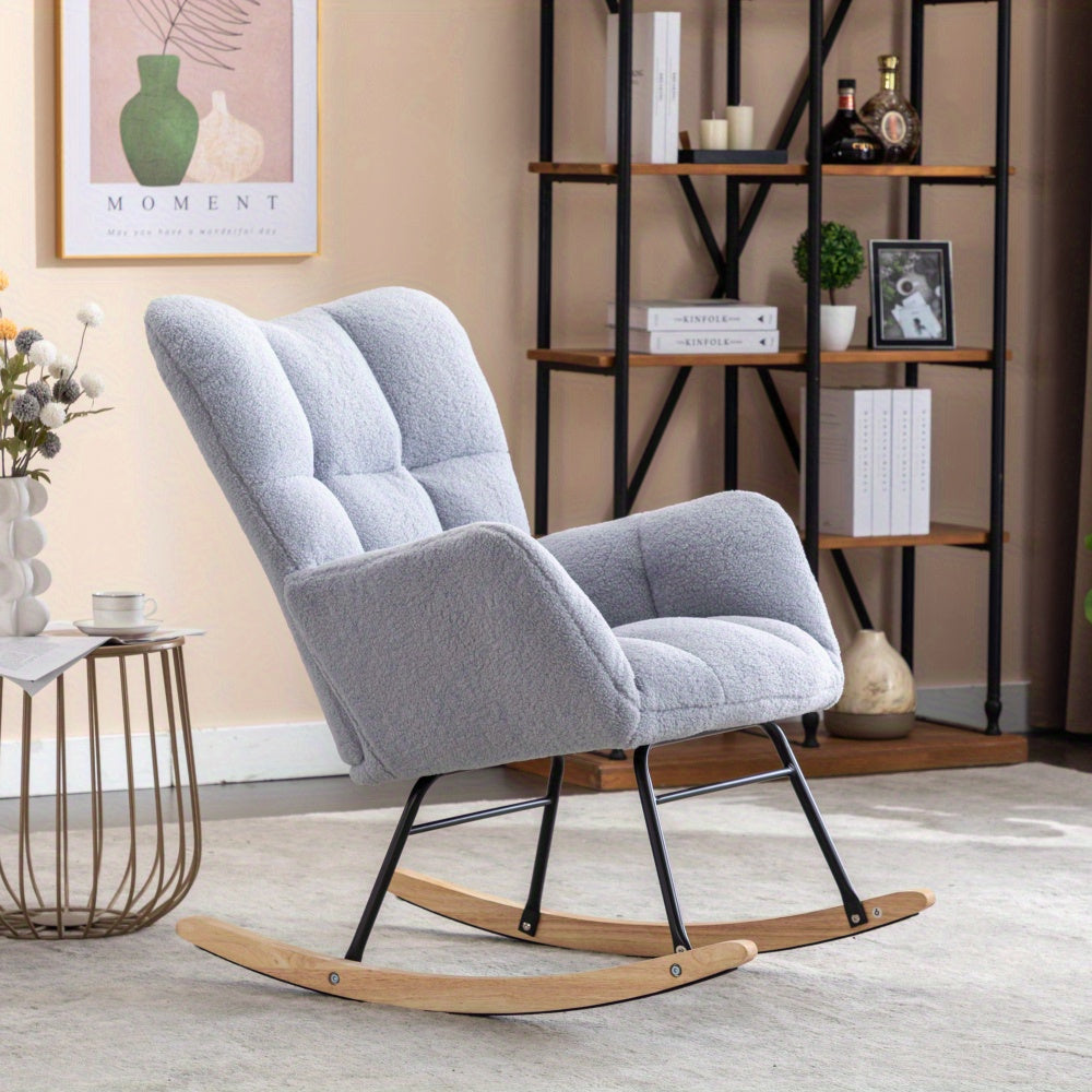 Fauteuil a Bascule - Gris - Fauteuil de Lecture