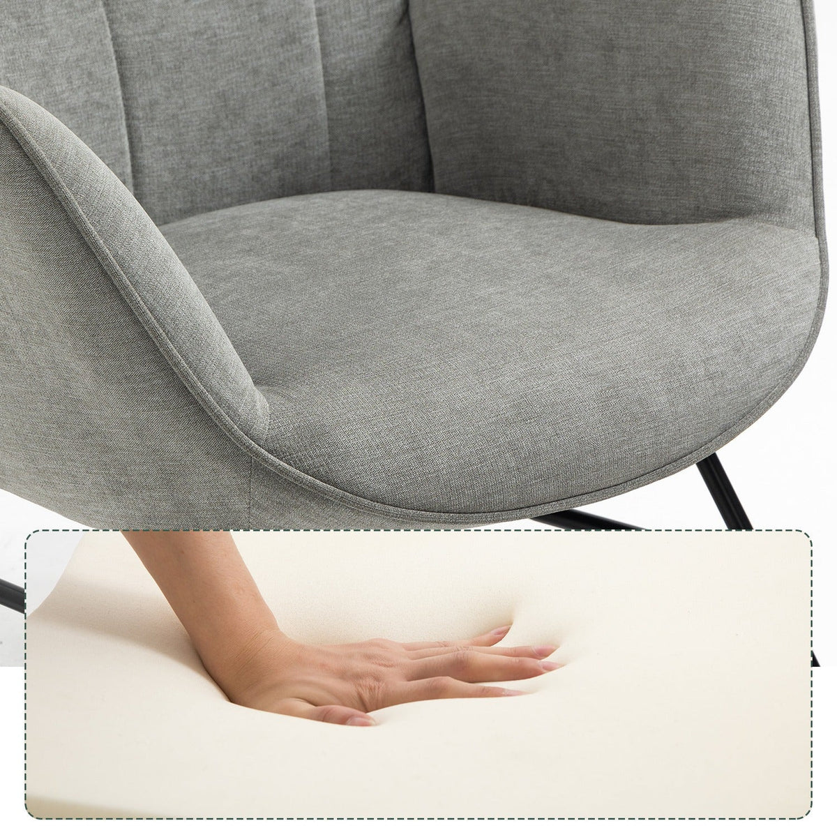 Fauteuil a Bascule - Scandinave - Gris - Fauteuil de Lecture