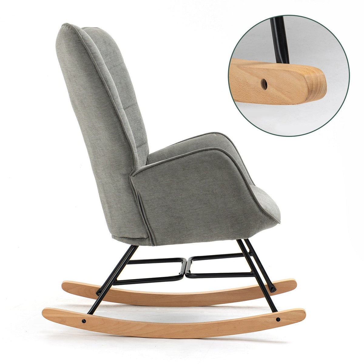 Fauteuil a Bascule - Scandinave - Gris - Fauteuil de Lecture