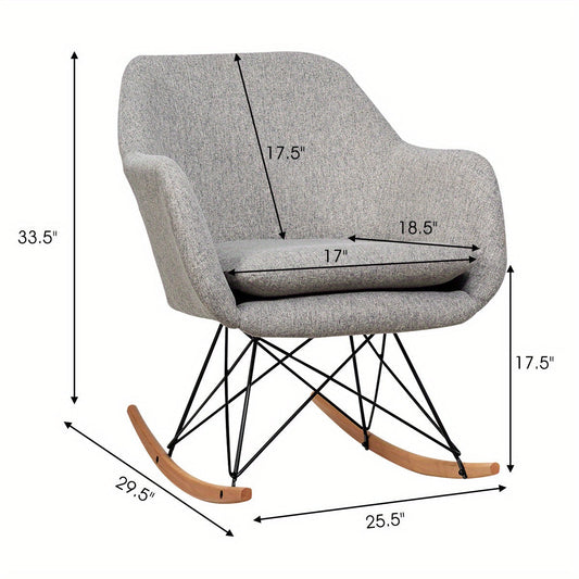 Fauteuil a Bascule -Scandinave Gris clair - Fauteuil de Lecture