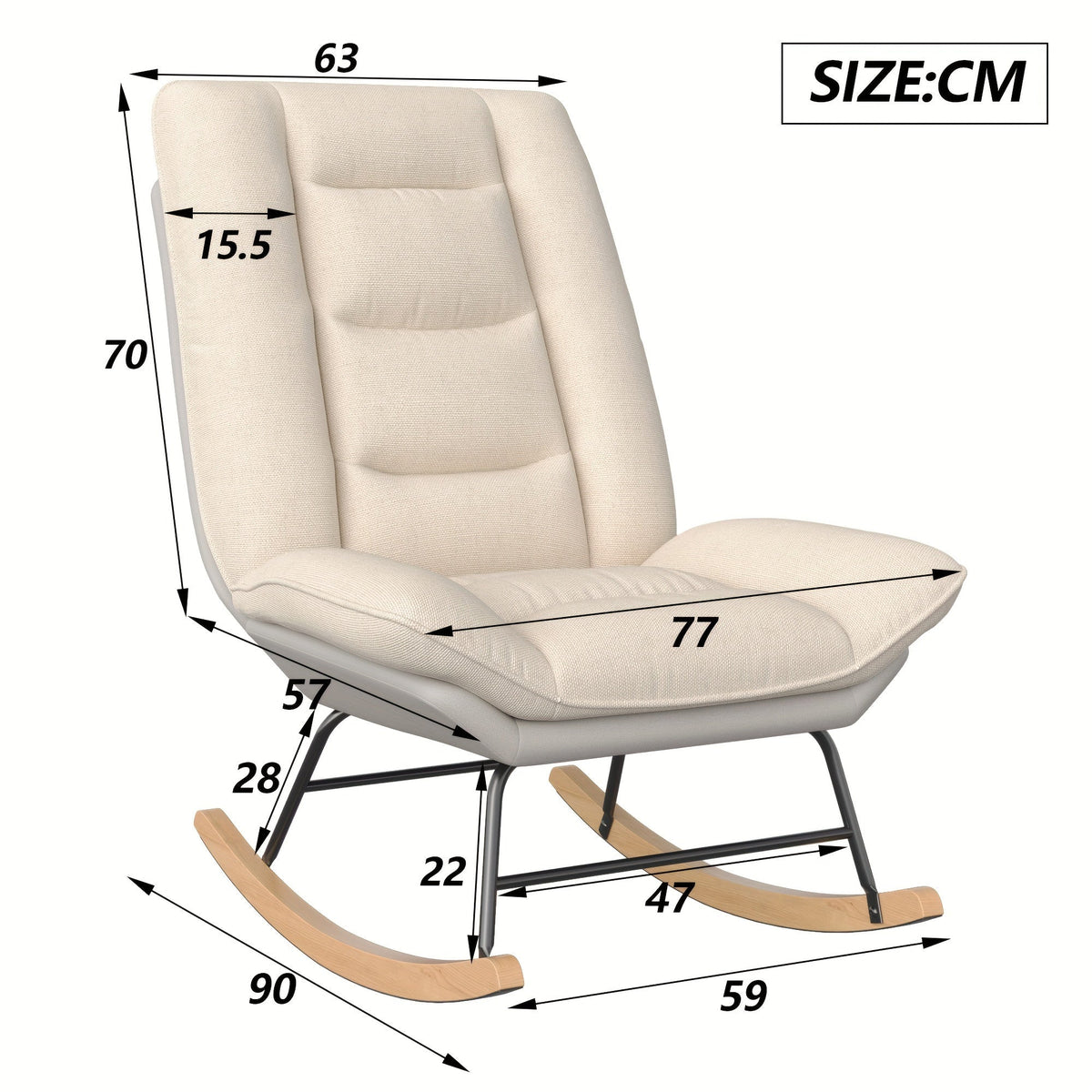 Fauteuil a Bascule - Tissus Confort - Fauteuil de Lecture