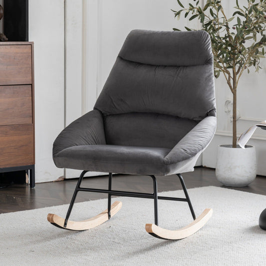 Fauteuil a Bascule - Velours - Fauteuil de Lecture