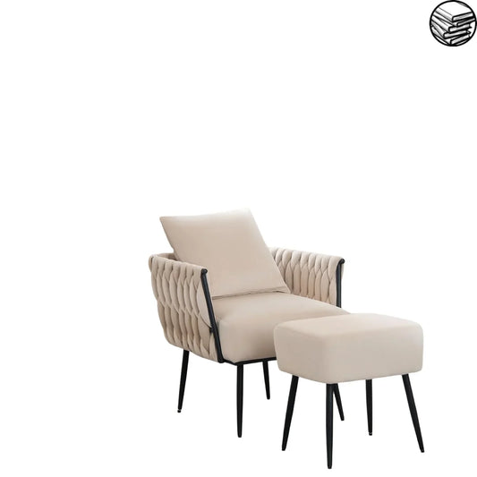 Fauteuil de Lecture - Avec repose pied Beige - White - Fauteuil de Lecture