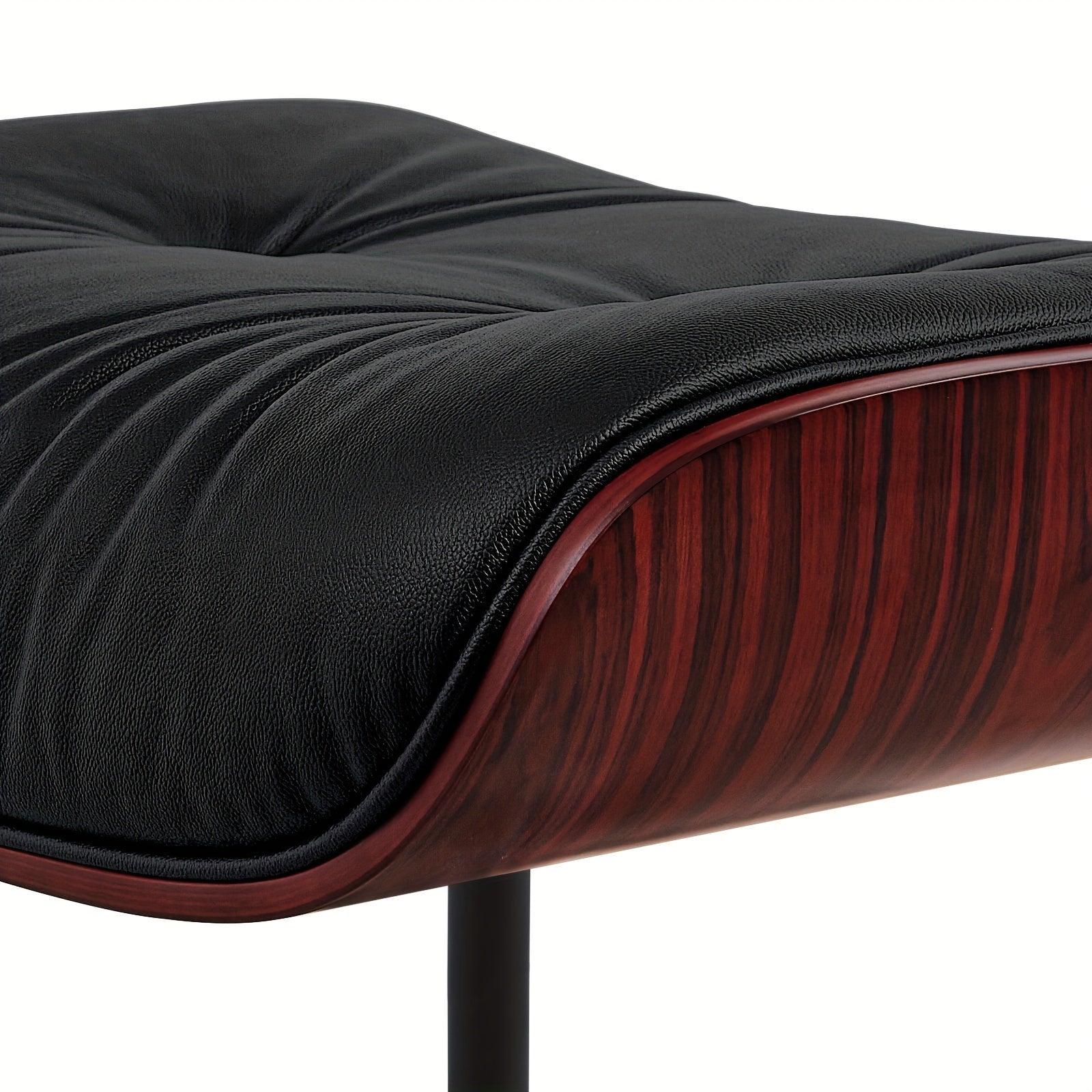 Fauteuil de Lecture - Design Luxueux - Dark rosewood + black leather - Fauteuil de Lecture