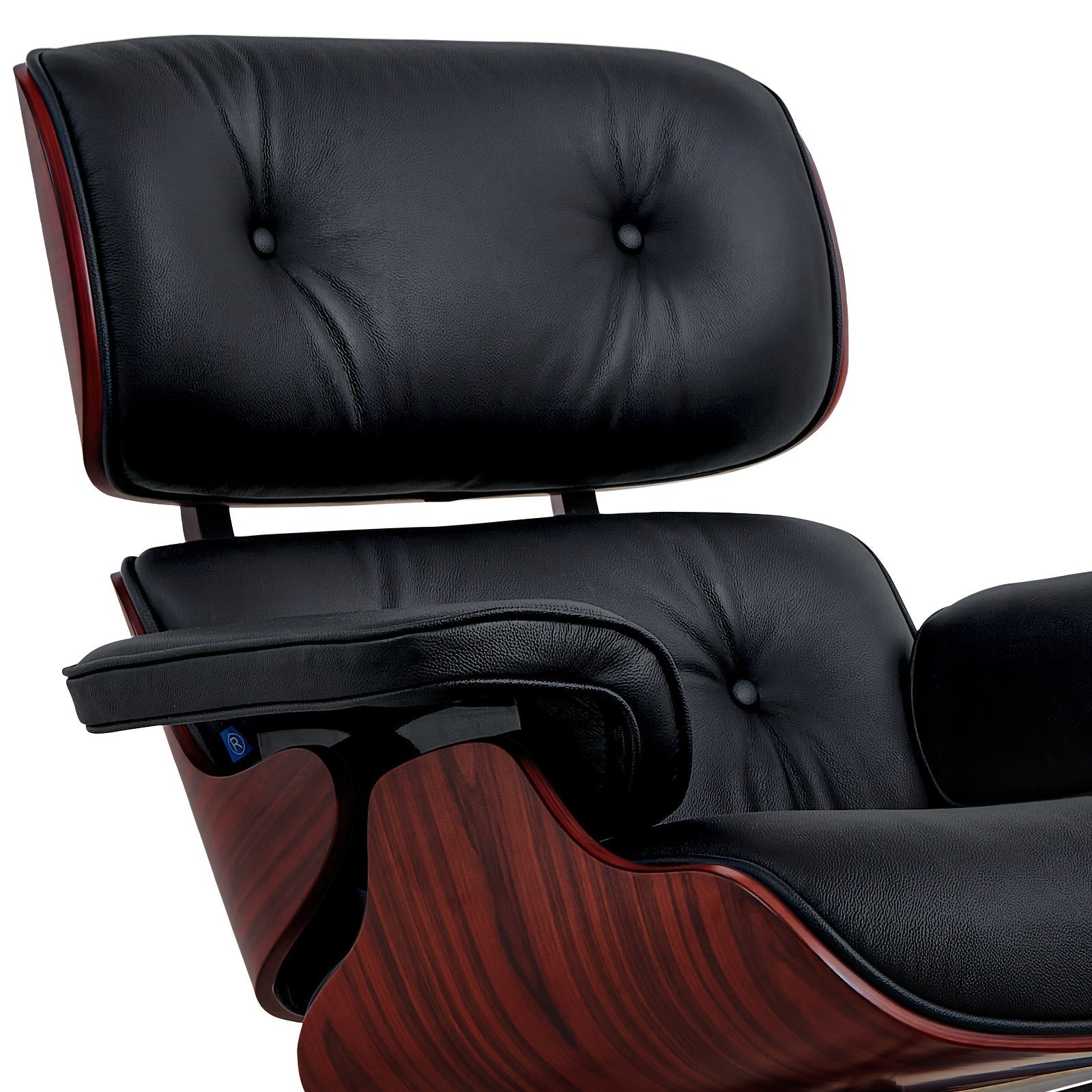 Fauteuil de Lecture - Design Luxueux - Dark rosewood + black leather - Fauteuil de Lecture