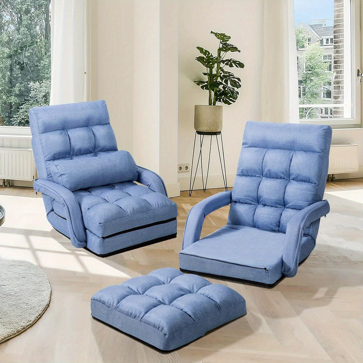 Fauteuil de Lecture - Pouf Bleu - BLUE - Fauteuil de Lecture