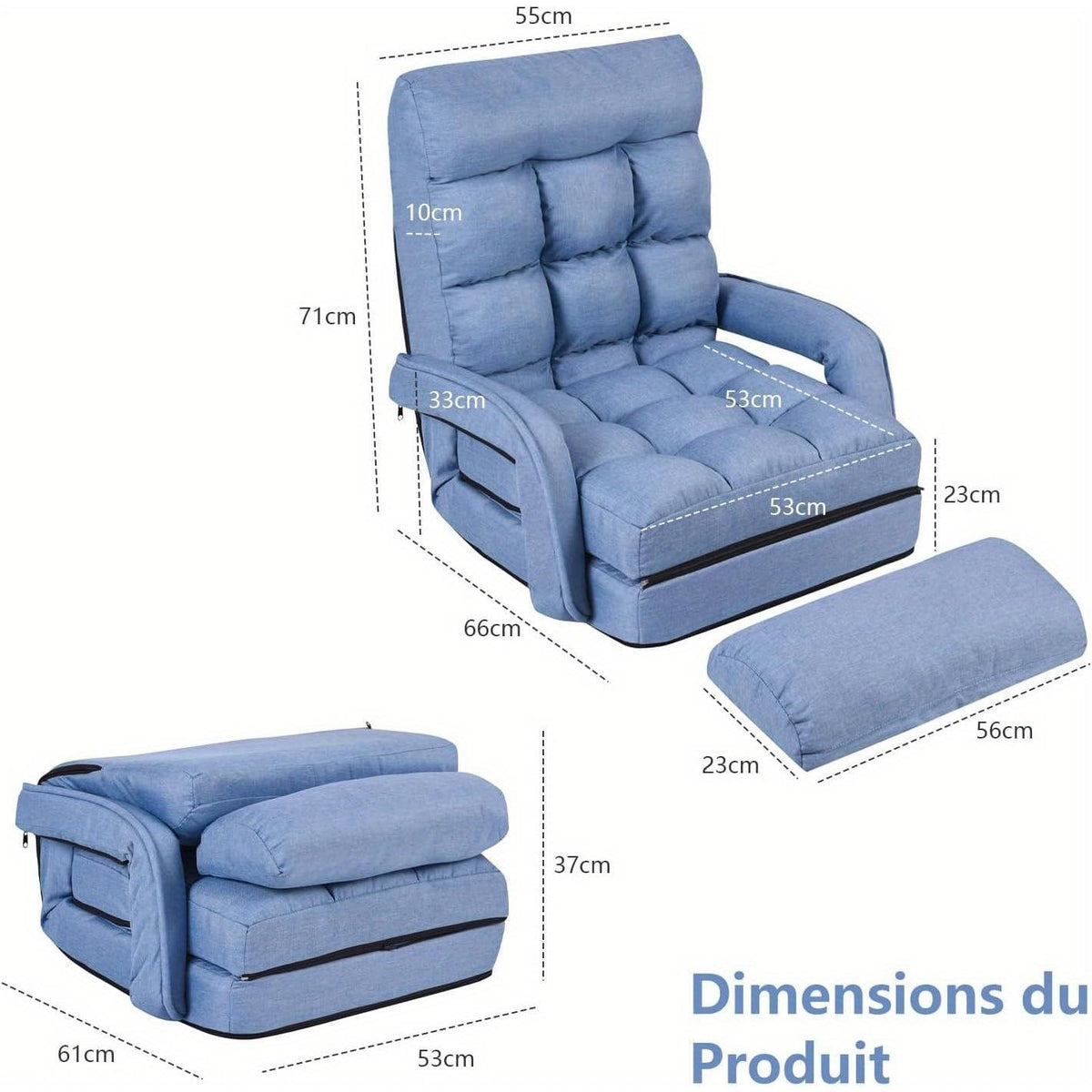 Fauteuil de Lecture - Pouf Bleu - BLUE - Fauteuil de Lecture