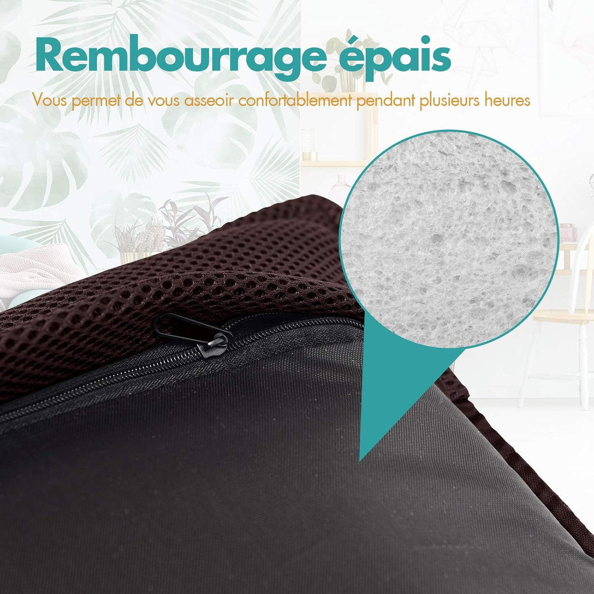 Fauteuil de Lecture - Pouf Confort Noir - Brun - Fauteuil de Lecture