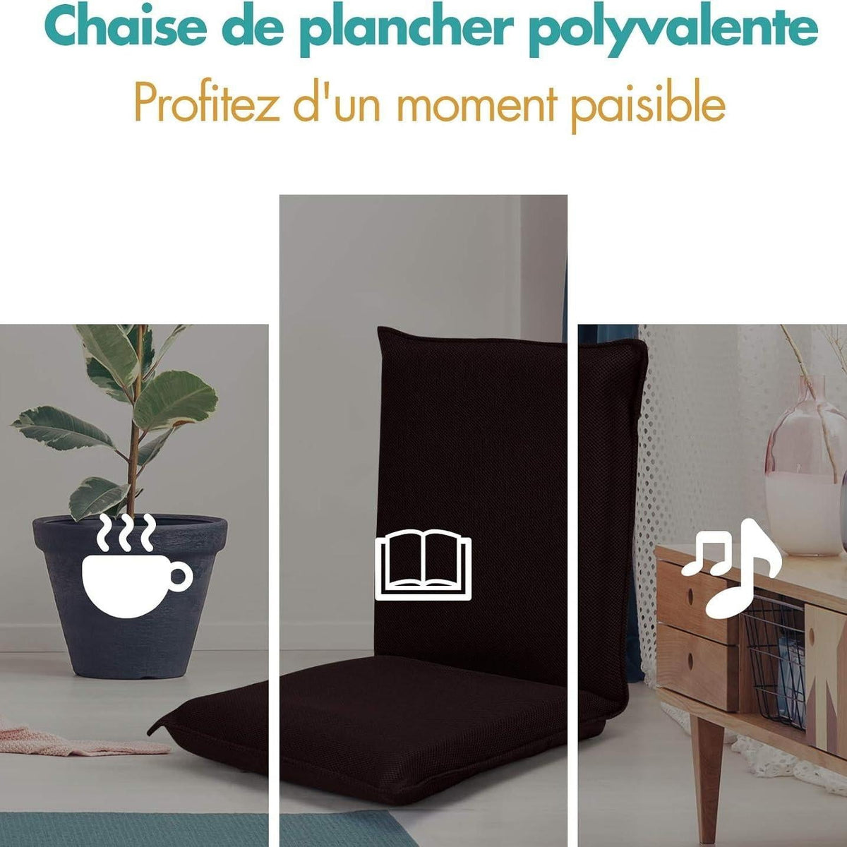 Fauteuil de Lecture - Pouf Confort Noir - Brun - Fauteuil de Lecture
