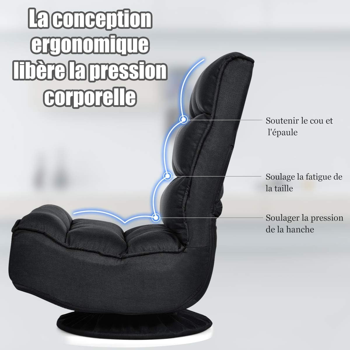 Fauteuil de Lecture - Pouf Noir - Black - Fauteuil de Lecture