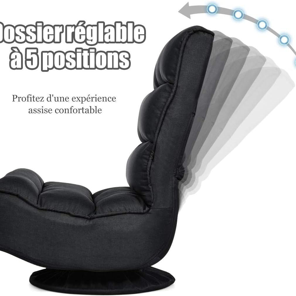 Fauteuil de Lecture - Pouf Noir - Black - Fauteuil de Lecture