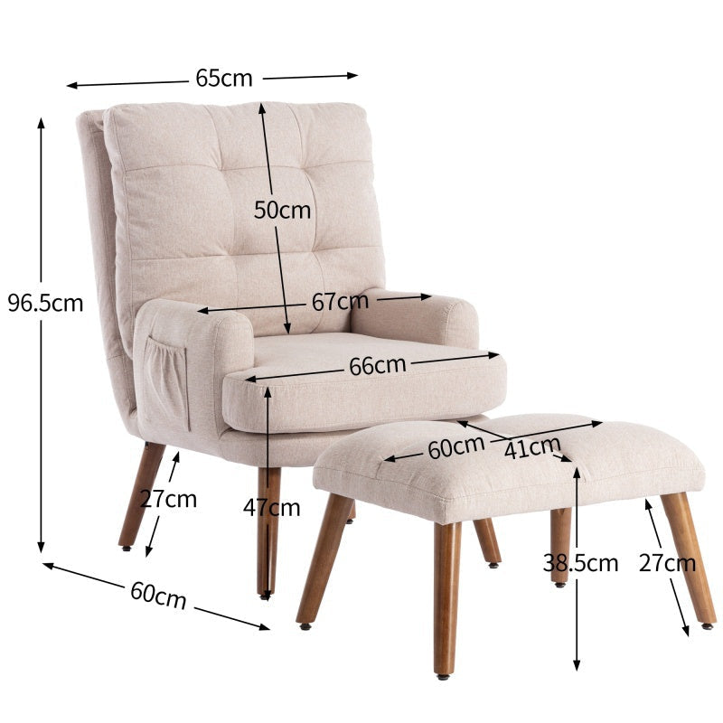 Fauteuil de Lecture - Réglable avec Repose Pied - Light brown - Fauteuil de Lecture