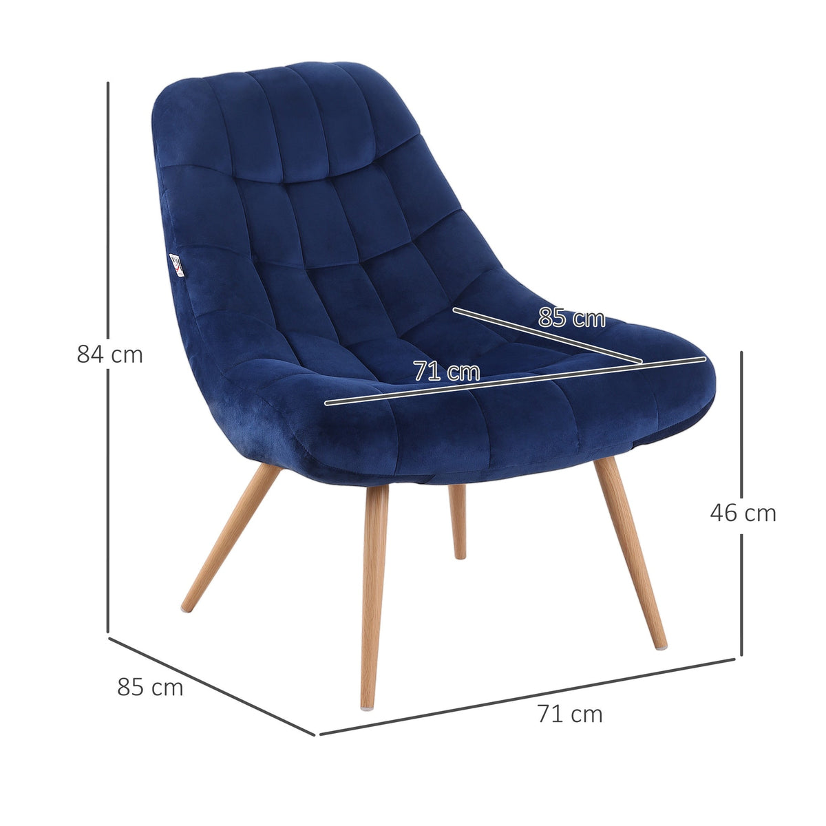 Fauteuil de Lecture - Scandinave Bleu Foncé - 71L x 85P x 84Acm / Blue - Fauteuil de Lecture