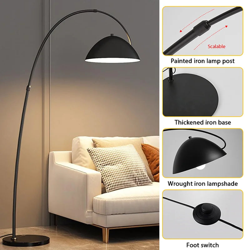 Base lestée et bras arqué du lampadaire de lecture LED
