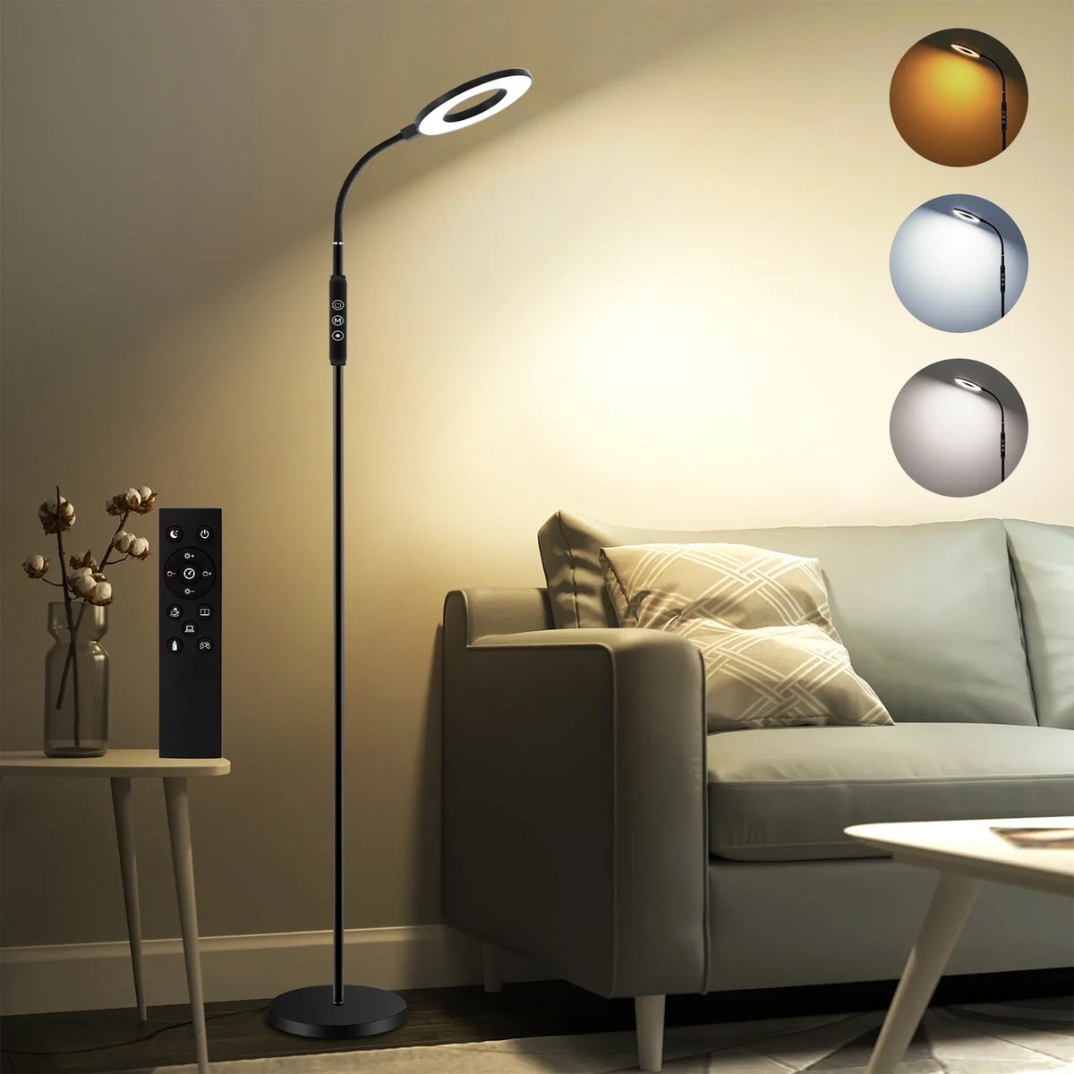 Lampe de lecture blanche sur pied 3000K