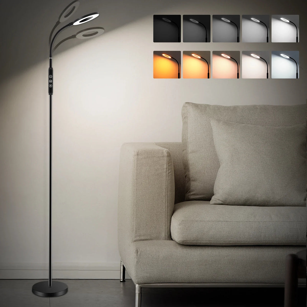 Lampe de lecture blanche sur pied 3000K