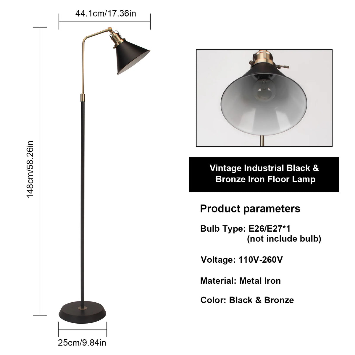 Lampe de lecture sur pied réglable