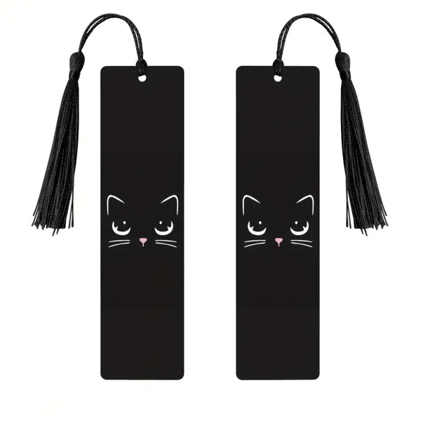 Marque page en bois Chat noir