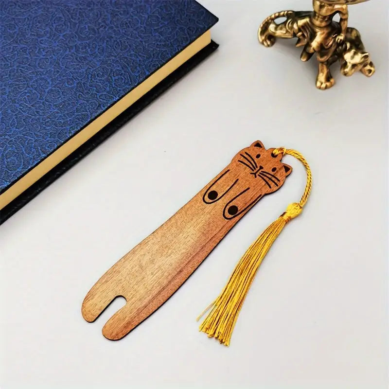 Marque Page en Bois Naturel Chat - Marque Page