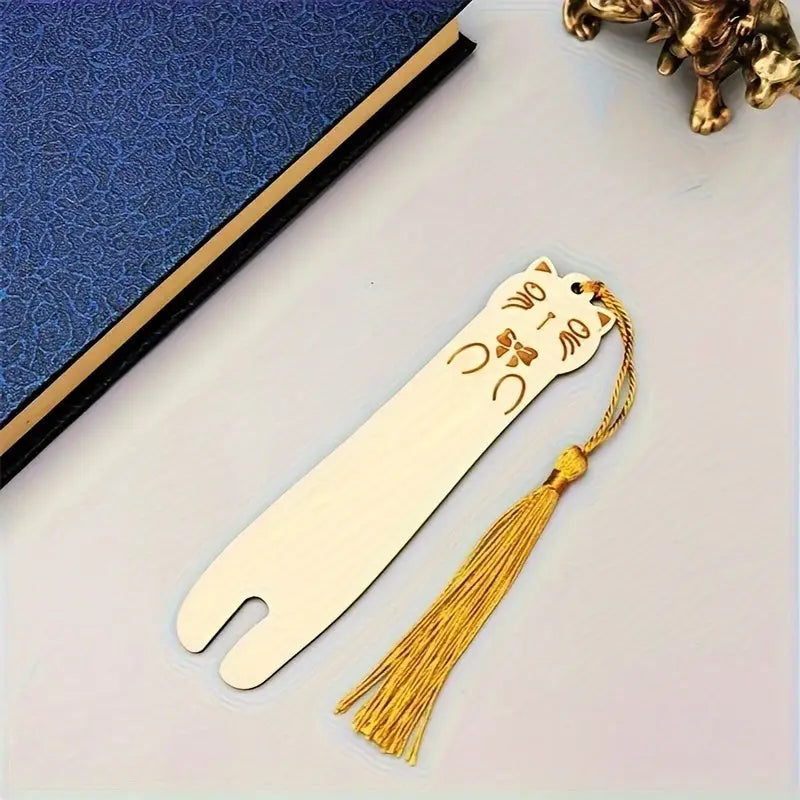 Marque Page en Bois Naturel Chat - Marque Page