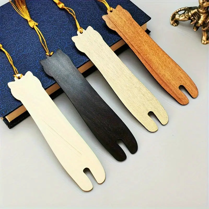 Marque Page en Bois Naturel Chat - Marque Page
