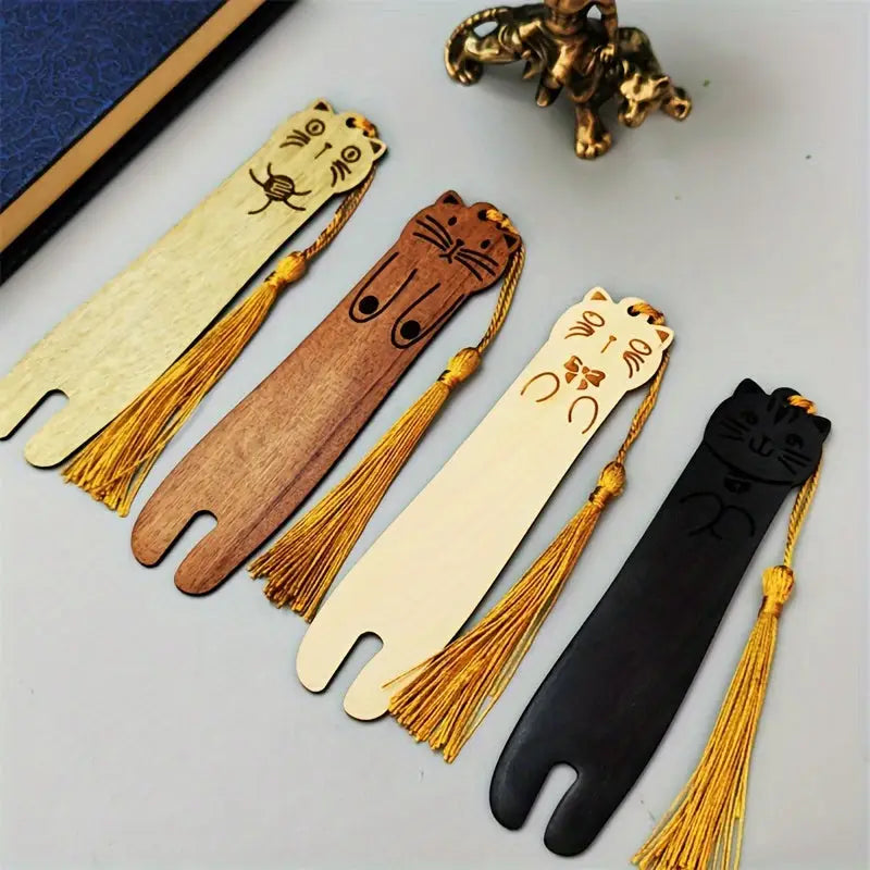 Marque Page en Bois Naturel Chat - Marque Page