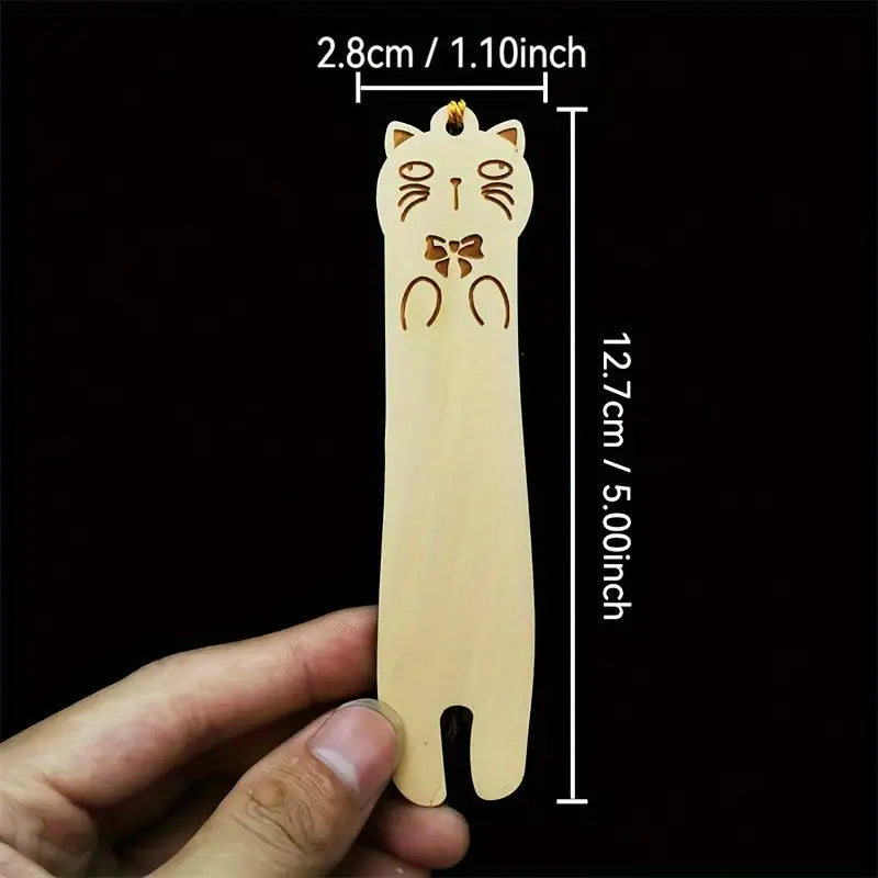 Marque Page en Bois Naturel Chat - Marque Page
