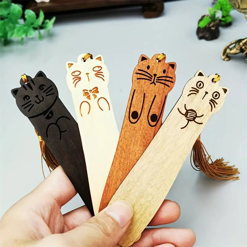 Marque Page en Bois Naturel Chat - Marque Page