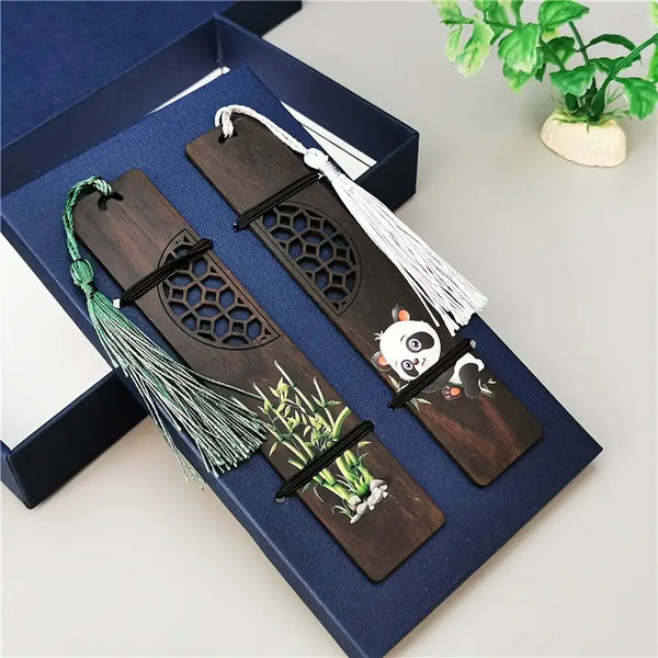 Marque page en bois Panda