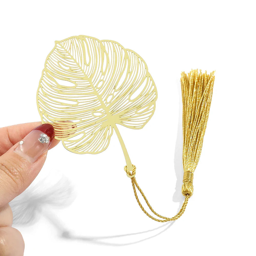 Marque page feuille d'or en métal