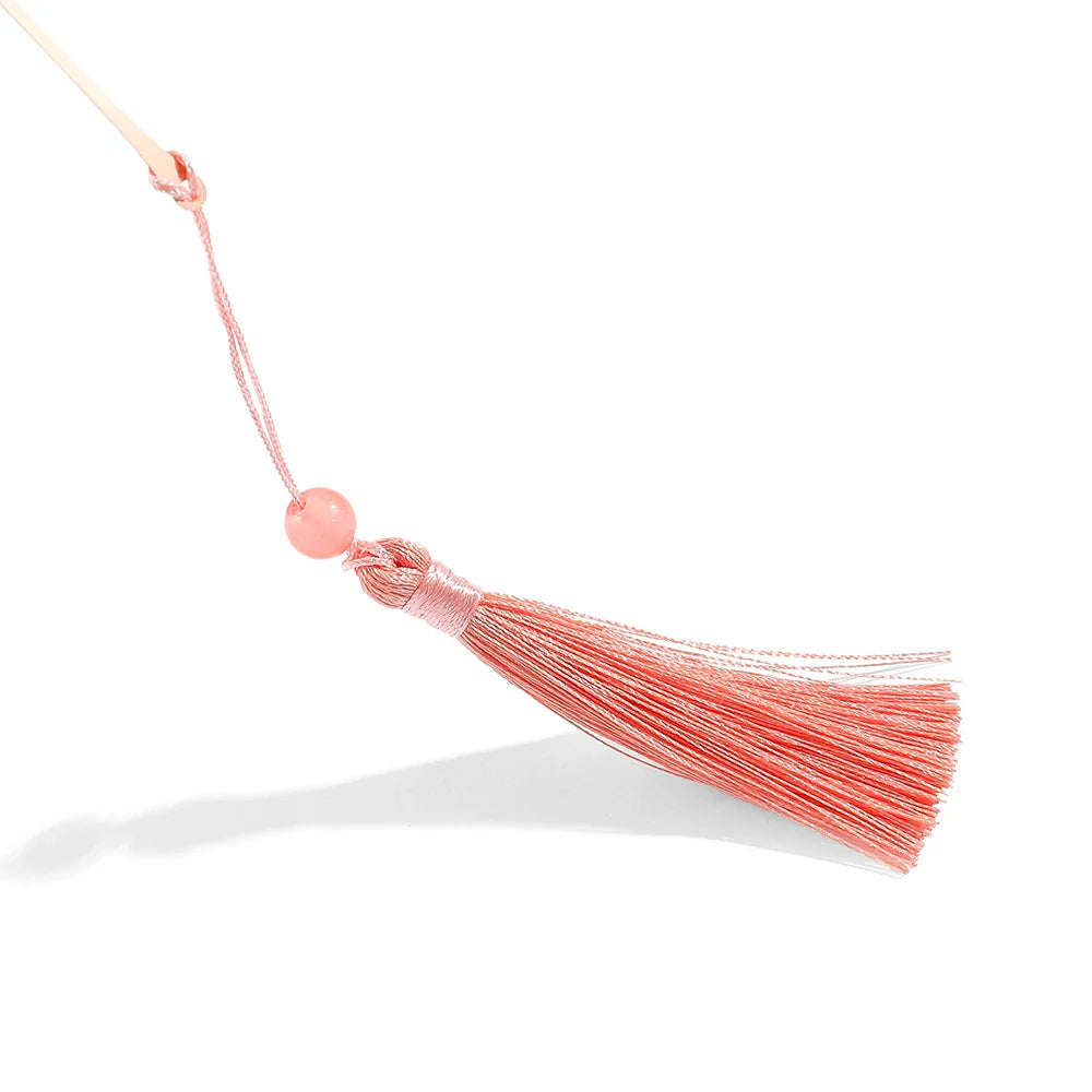 Marque page luxe floral  avec pompon rose