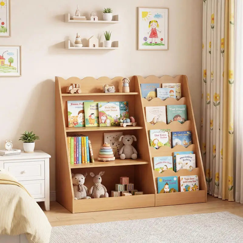 Bibliothèque enfant 5 niveaux en vagues