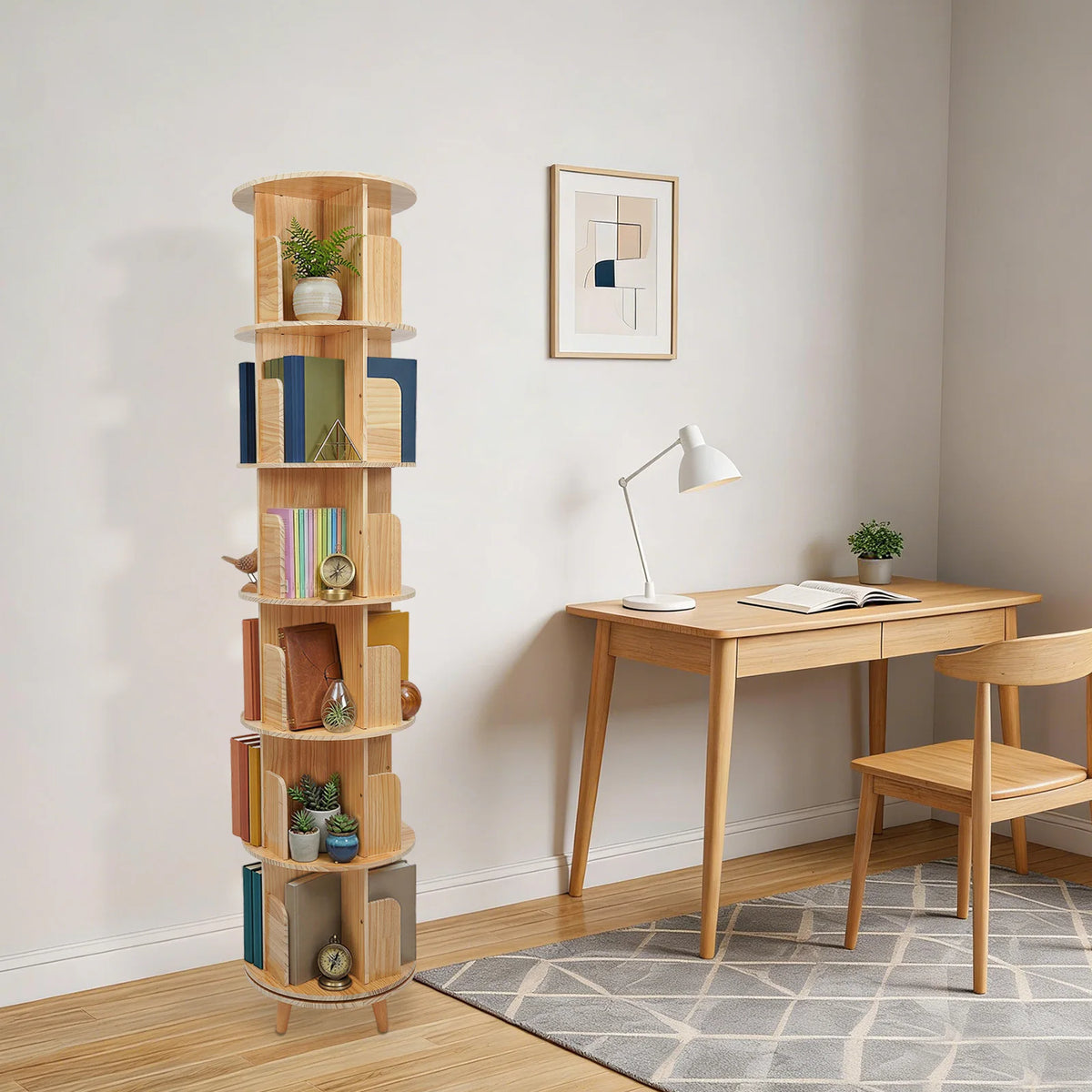 Bibliothèque colonne 6 niveaux pour livres